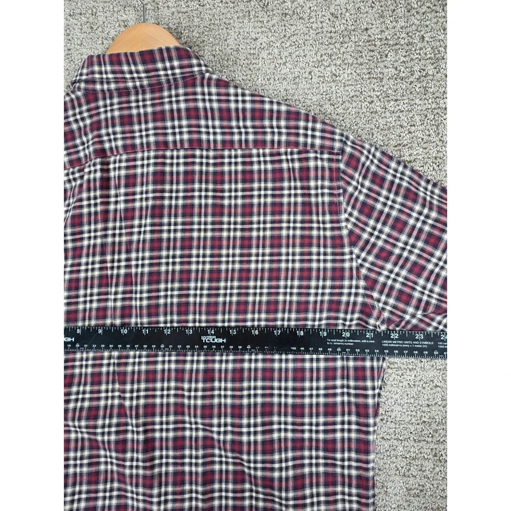 Theory‎ Zack PS Plaid Flannel Button Down Shirt Mens Large Red Blue